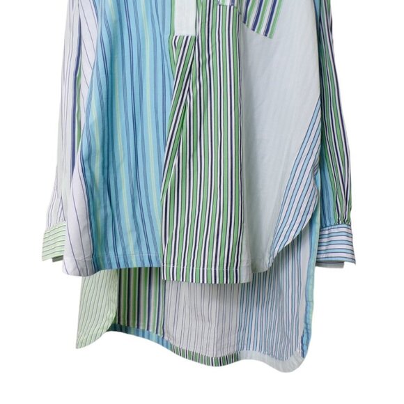Maeve by Anthropologie Alix Button Down Stripe Henley Patchwork Oversized M #488 - Picture 3 of 8